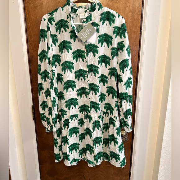 NWT H&M Tropical Ruffle Collar Dress Size M - Picture 3 of 14